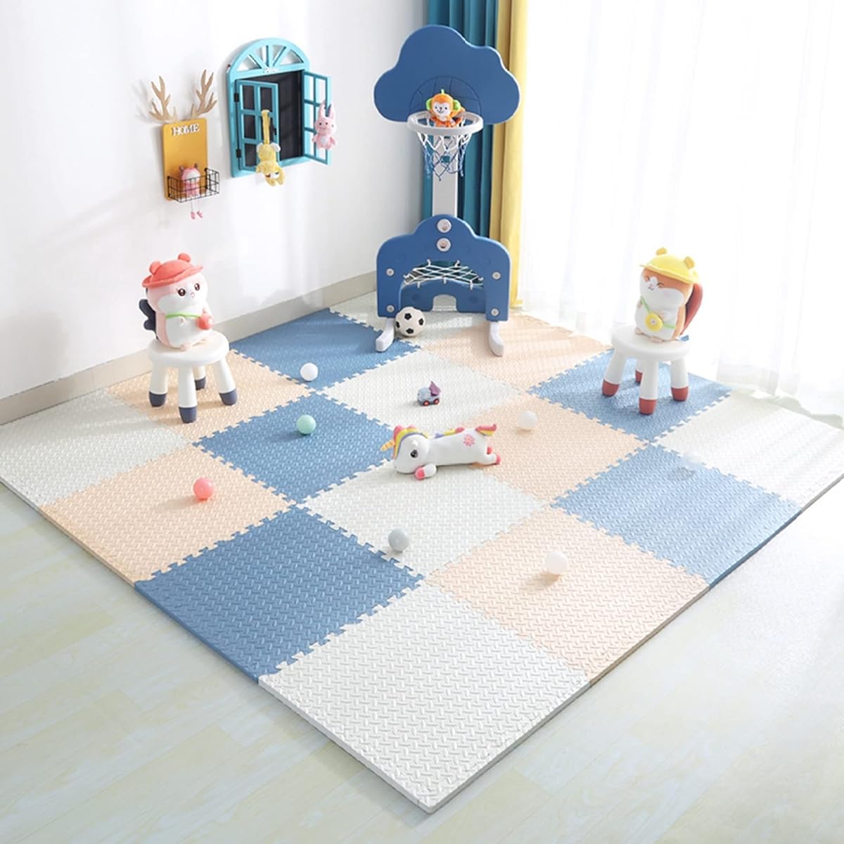 t, 60 x 60 x 1.2 cm, large size, 9 pieces, for babies, children, pets, stylish, puzzle mat, antibacterial, deodorizing, washable, insulated, heat-retaining, freely combinable, soundproofing, compatible with floor heating, play mat, floor mat, rug, carpet