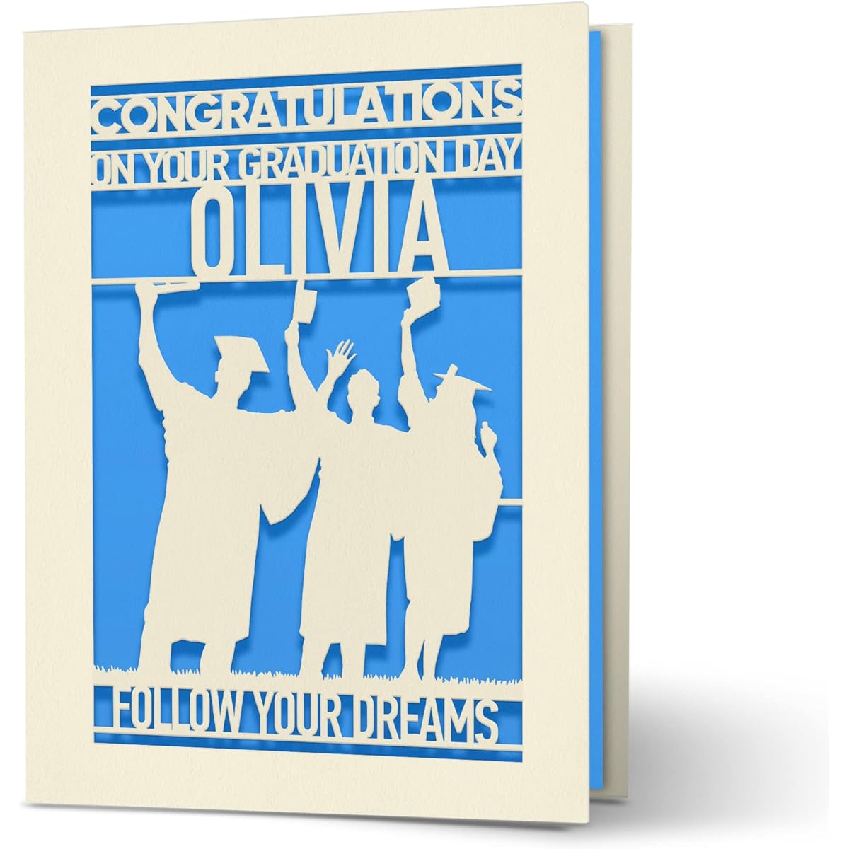 Personalized Graduation Cards for Him/Daughter/Son/Graduate/Congratulations Laser Paper Cut 2022 Graduation Greeting Cards with Envelope and Name (Blue)
