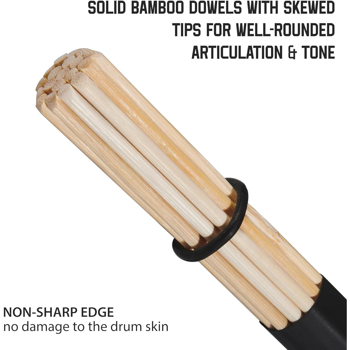 Jazz Drumsticks 2 Pack Drumsticks Bamboo for Jazz Folk Music (Black)