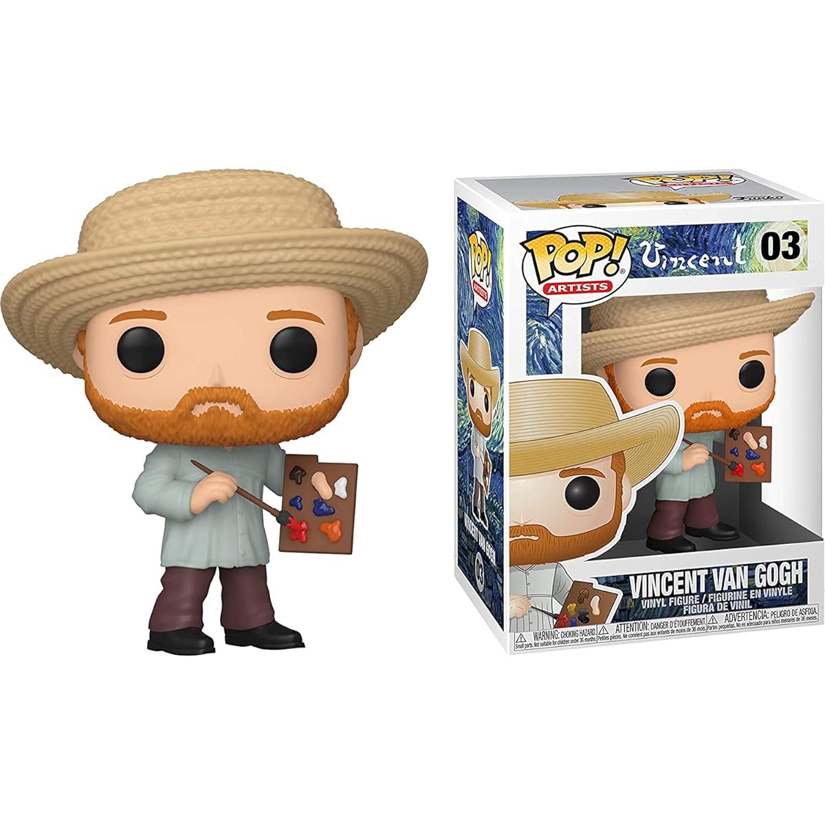 POP ICONS: The Artist - Vincent van Gogh Funko Vinyl Figure (with Compatible Box Protector Case) Multicolor 3.75"