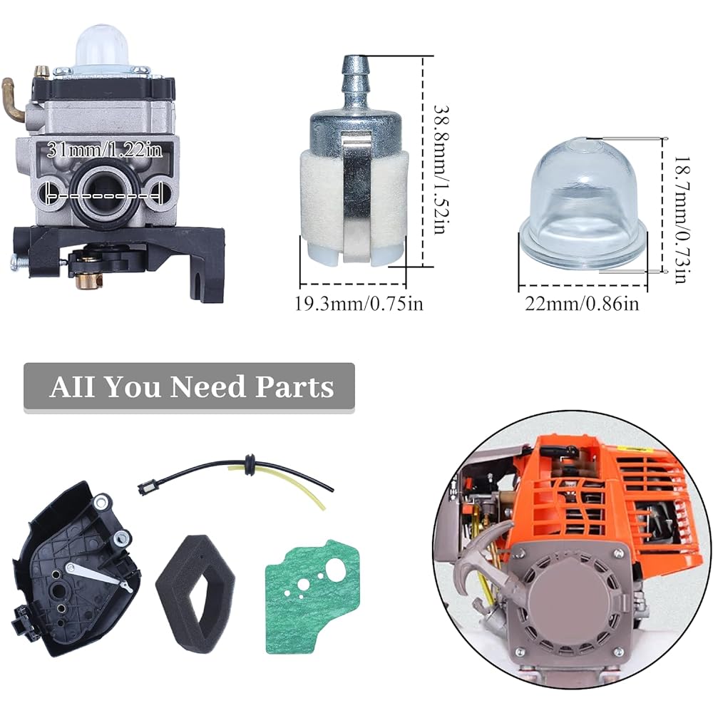 Haishine Carburetor Air Filter Cover Housing Fuel Line Grommet for Honda GX35 GX 35 1.3HP 4 Stroke Mini Gas Motor Engine Strimmer Cutter