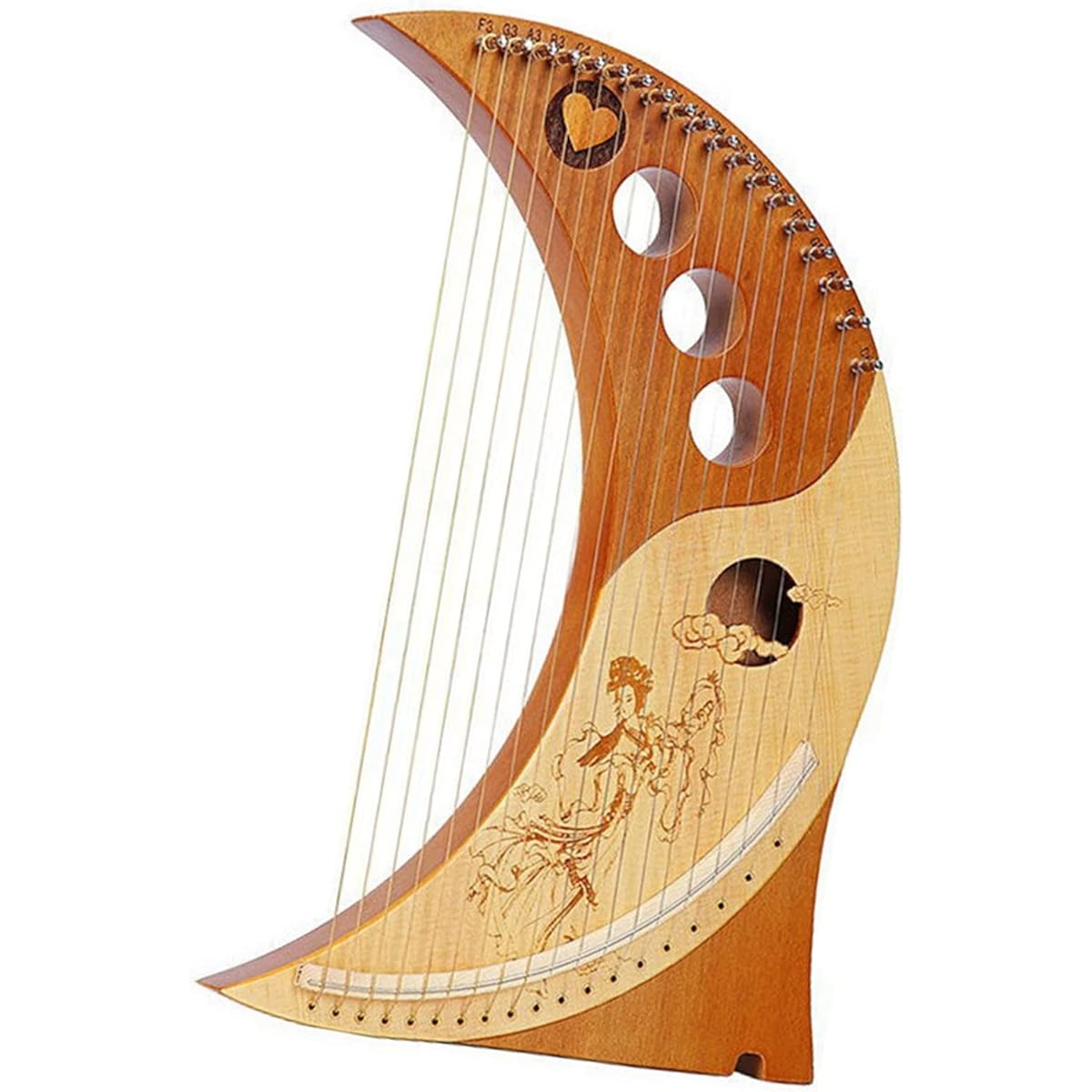 WowZza 19 String Lyre Piano Solid Wood Portable String Lyre for Beginners