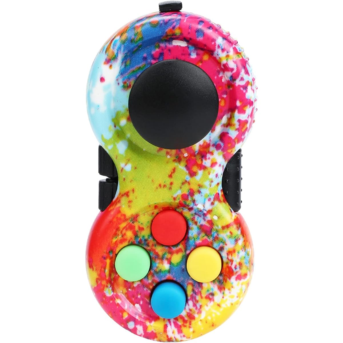 LXXIASHI Gamepad Fidget Toy Anxiety Relief Video Game Controller Fidget Toy Fidget Block with 8 Fidget Functions Tie Dye Rainbow 2.8x1.4x1 Inch 1pc