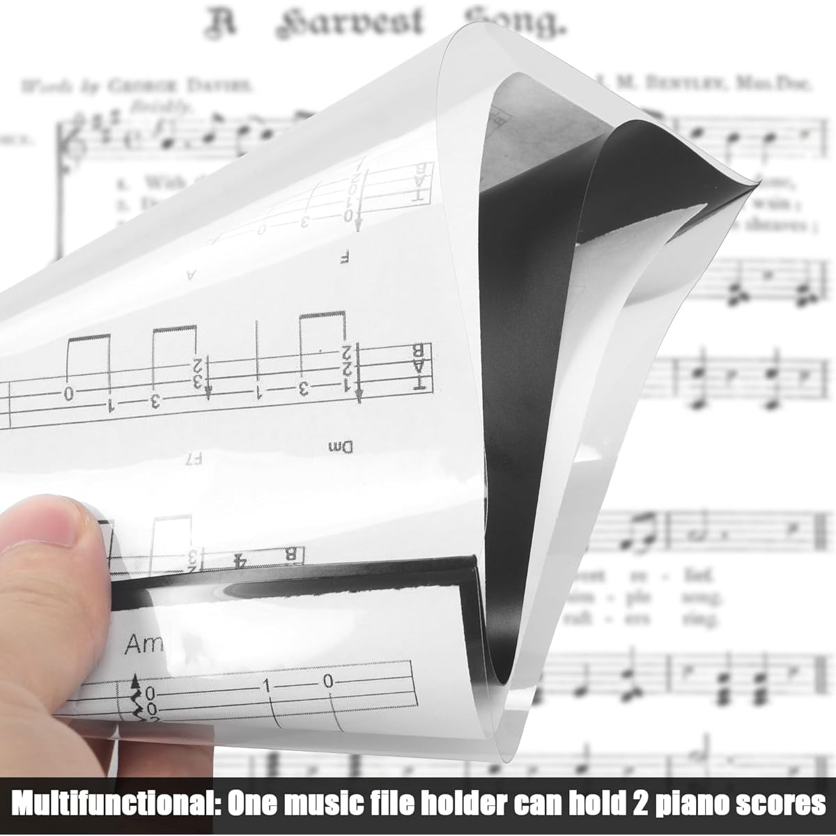 15 Flip Folder Pages 7.5 x 6.3 Inch Double Sided Marching Band Musical Flip Folio Pages with 2 Holes PVC Waterproof Tear Resistant Window Pages for Sheet Music Holding