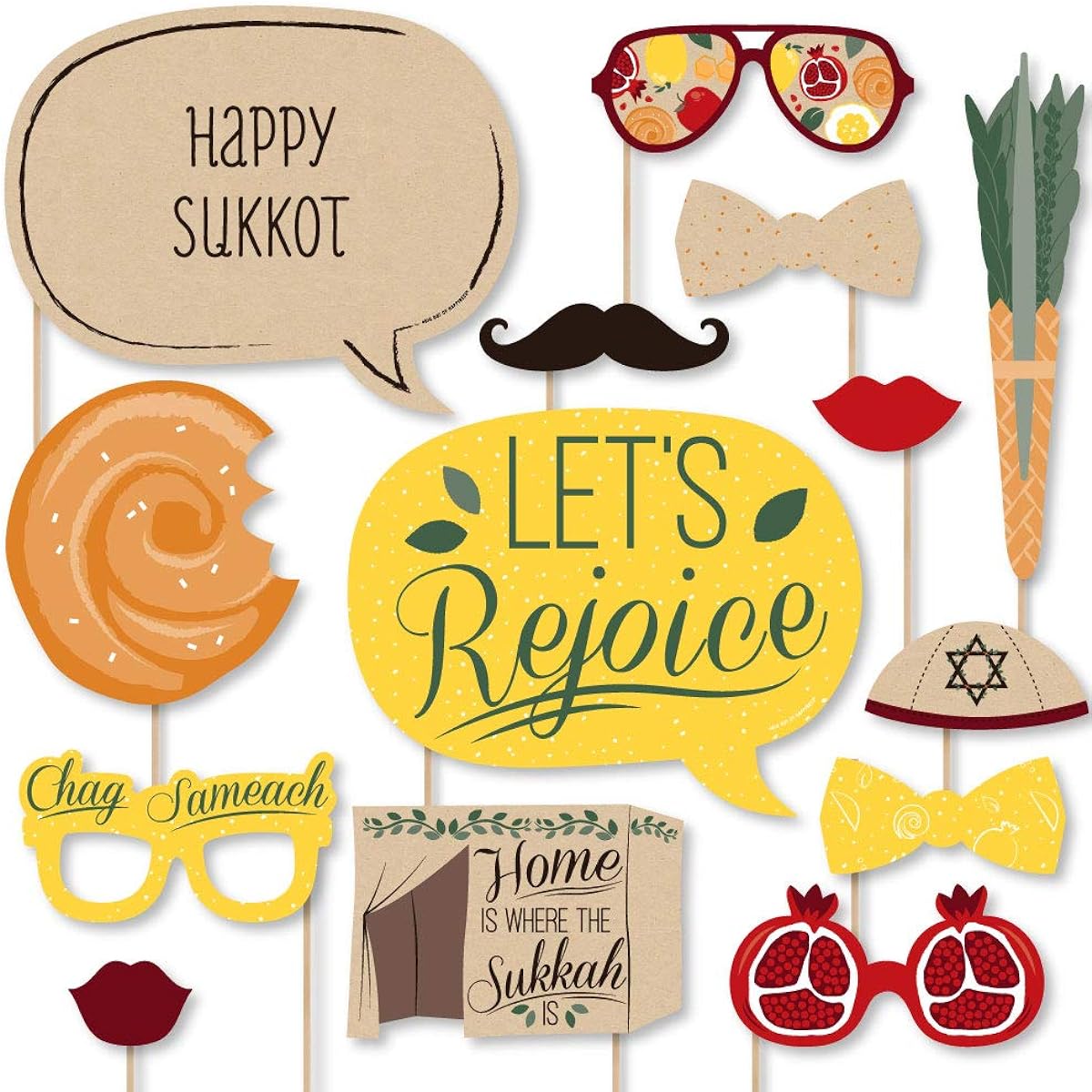 Big Dot of Happiness Sukkot - Sukkah Jewish Holiday Photo Booth Props Kit - 20 Pieces