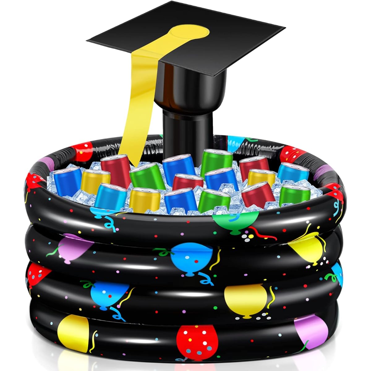 28" Graduation Inflatable Party Cooler, Inflatable Buffet Cooler, Inflatable Cooler for Parties, Inflatable Drink Tub for Indoor Outdoor Graduation Party Supplies, Keep Food and Drinks Fresh (2 Pieces)