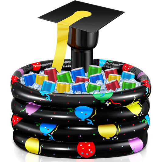 28" Graduation Inflatable Party Cooler, Inflatable Buffet Cooler, Inflatable Cooler for Parties, Inflatable Drink Tub for Indoor Outdoor Graduation Party Supplies, Keep Food and Drinks Fresh (2 Pieces)