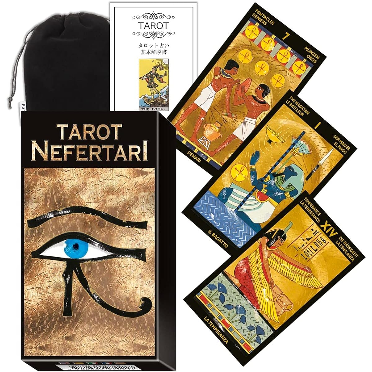 Kancharo Tarot Cards 78 Pieces Tarot Fortune Telling [Tarot Nefertari] Japanese Tarot Cards Basic Instructions & Pouch Included (Genuine Product)
