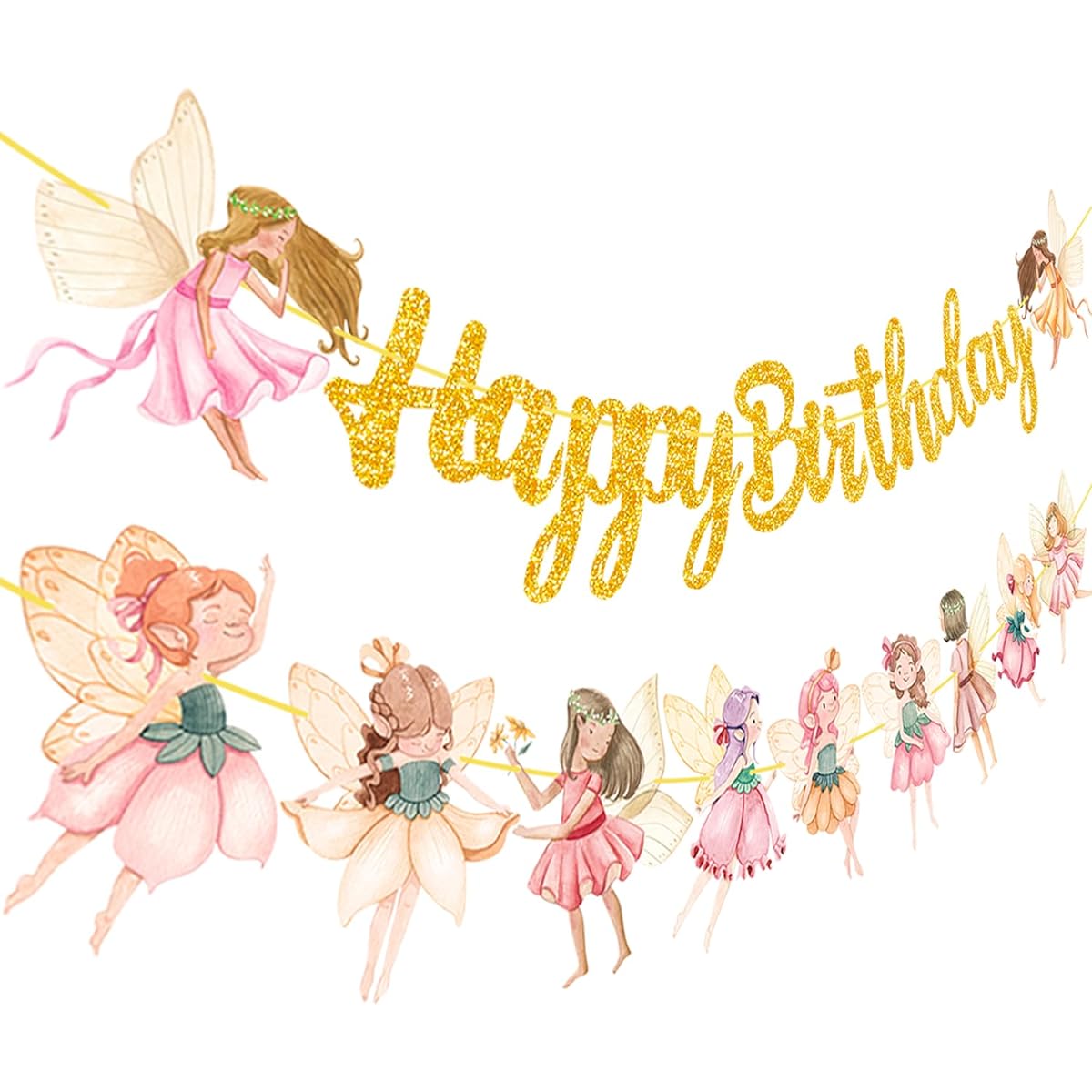 Fairy Birthday Party Banner Flower Fairy Banner Fairy Party Banner Fairy Birthday Party Decorations Fairytale Theme Baby Shower Supplies