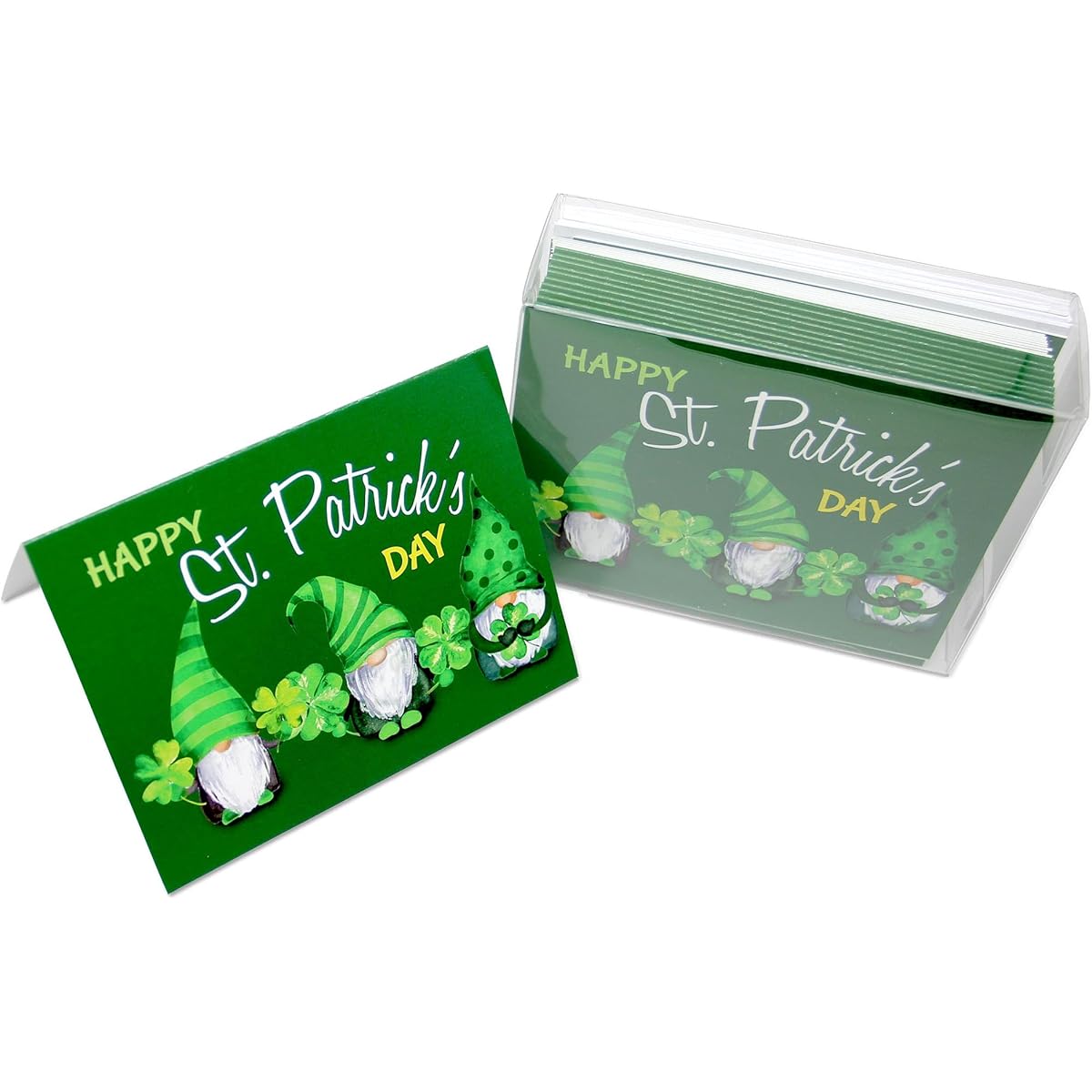 Small World Greetings Happy St. Patrick's Day Gnome Greeting Cards with Envelopes - Blank Inside - 5.5"x4.25" (12 Pack)
