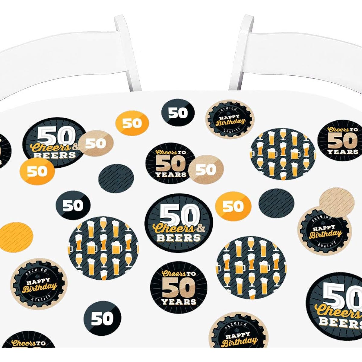 Big Dot of Happiness Cheers and Beers to 50 Years - 50th Birthday Party Giant Circle Confetti - Party Decorations - 27 Large Confetti