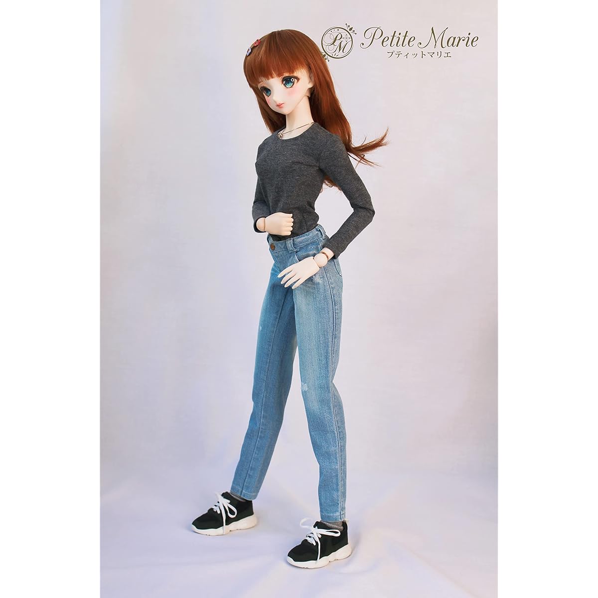 [Petite Marie] 1/3 DD compatible Okayama processing distressed boyfriend jeans light blue KOJIMA processing jeans distressed processing low rise roll-up stretch denim vintage processing 60cm doll BJD doll clothes [Petite Marie] [No.0131]