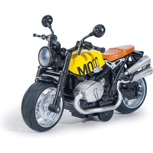 Ming You Motorcycle Toy - Pull Back Bike with Sound and Light Toys Motorcycle Toy for Kids Ages 3-5 Toddler Boys Motorcycle Toy (Yellow)