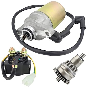 Starter Solenoid Relay Starter Motor & Drive & Solenoid Relay GY6 47cc 49cc 50cc Scooter Moped Go Kart T Tank JCL