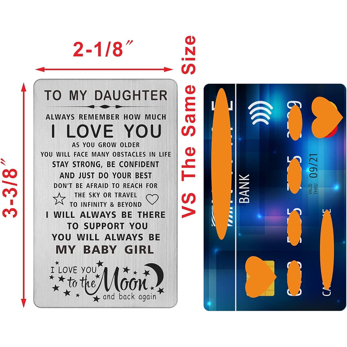 TANWIH Inspirational Daughter Gifts Wallet Card, Daughter Birthday Gift Card from Mom and Dad "Remember I Love You Daughter" Graduation 2021