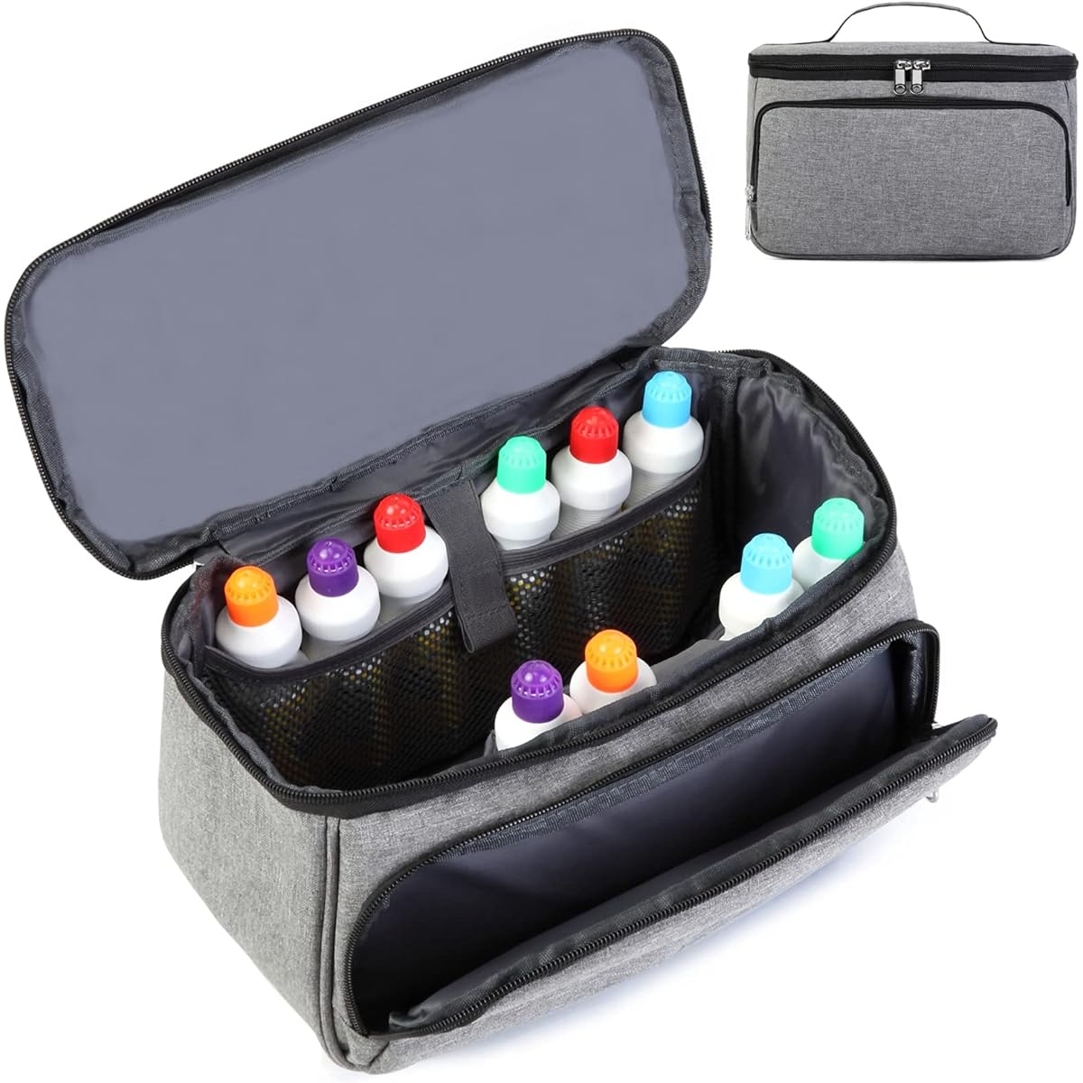 Bingo Dover Bag with Pockets Portable Gray Tote Bag for Bingo Game Enthusiasts Gamblers Waterproof Carry-on Makeup Medicine Organizer Bag Padded Travel Cosmetic Case Pouch Women Female Gift