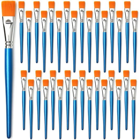 GACDR 1" Flat Paint Brushes for Acrylic Paints, 32pcs Large Acrylic Paint Brushes Bulk for Acrylic, Watercolor, Oil Painting, Crafts, Face Body Art