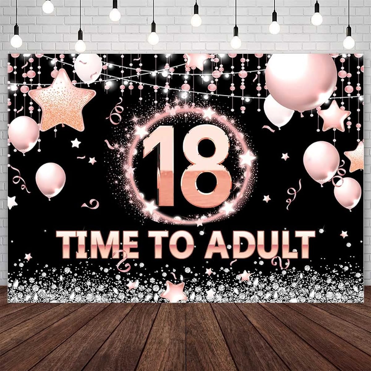 AIBIIN 7 x 5ft 18 to Adult Backdrop Rose Gold 18th Birthday Party Decorations 18th Birthday Party Cake Table Banner Photo Booth Props