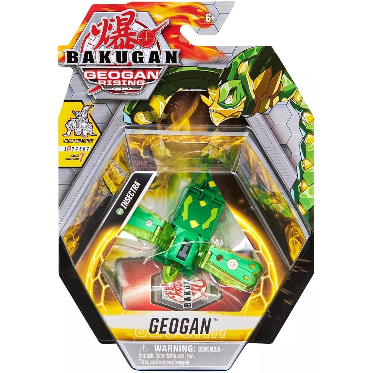 Bakugan Geogan Rising 2021 Ventus Insect Geogan (Villocchi Combiner Part 7 2) Collectible Action Figure and Trading Card