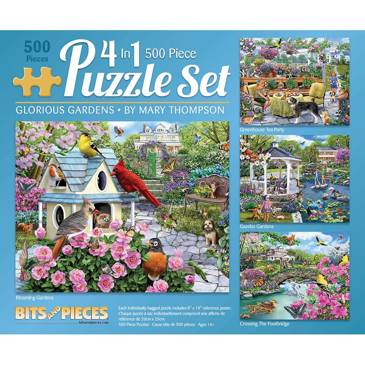Bits and Pieces - 4-in-1 Multi-Pack - 500 Piece Jigsaw Puzzle for Adults - 500 Piece Puzzle Set by Artist Mary Thompson - 16" x 20" (41cm x 51cm)