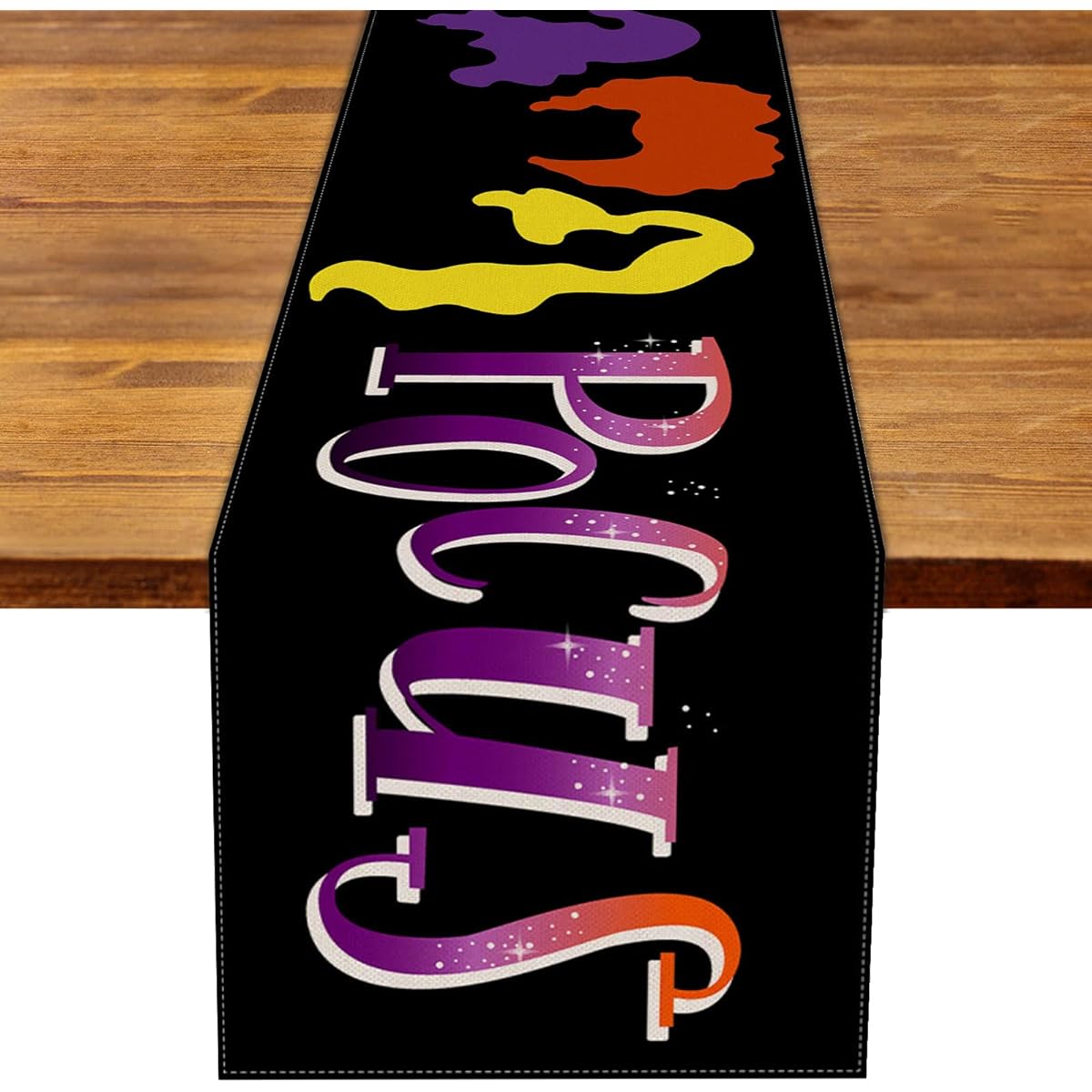 Linen Hocus Table Runner Rustic Halloween Birthday Party Baby Shower Kitchen Dining Room Rubble Decoration