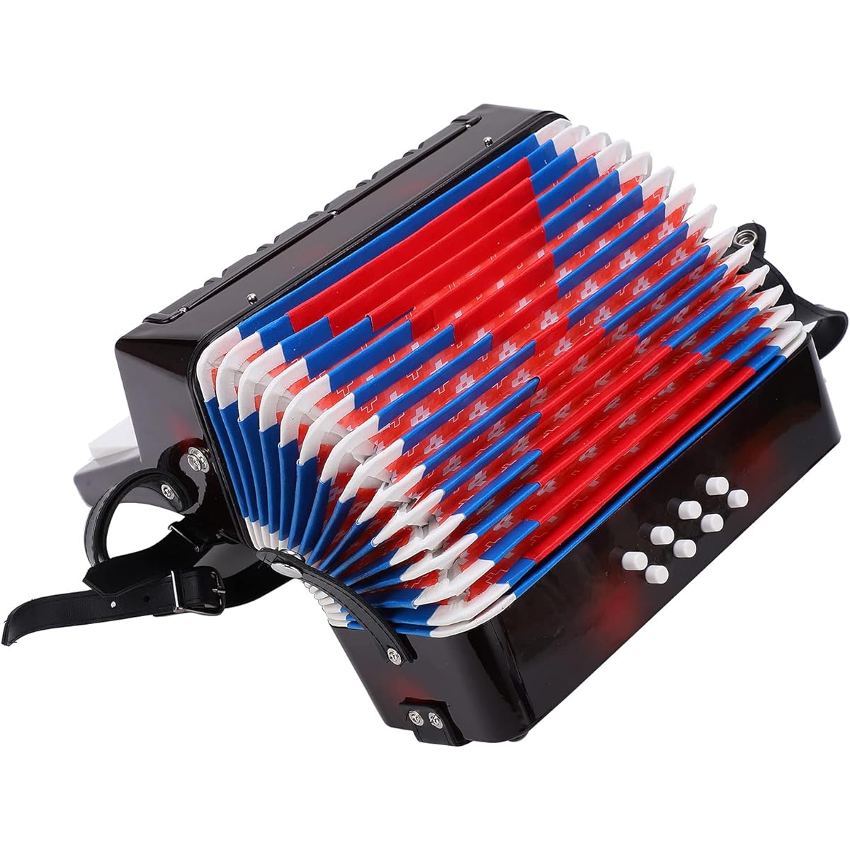 Accordion 17 Keys 8 Bass Accordion Musical Instrument for Adults Mini Accordion Adjustable Strap and Soft Sound Portable Educational Instrument for Music Beginners and Music Enthusiasts