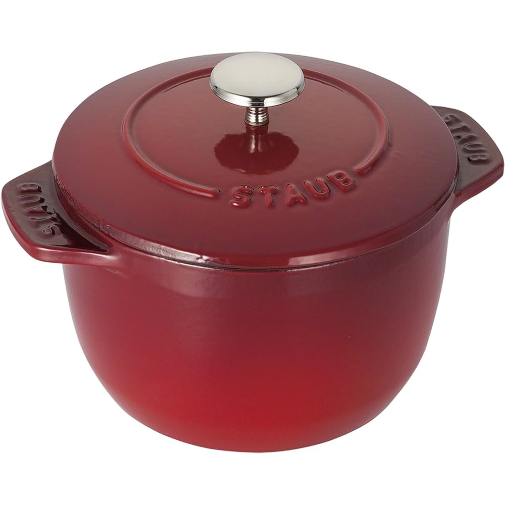 staub Staub "La Cocotte de GOHAN Cherry M 16cm" Paint Finish Rice Pot Rice Cooker 2 Cup Cast Enamel IH Compatible Rice Cooker [Authorized Japanese Product] La Cocotte de GOHAN 40511-828 Red