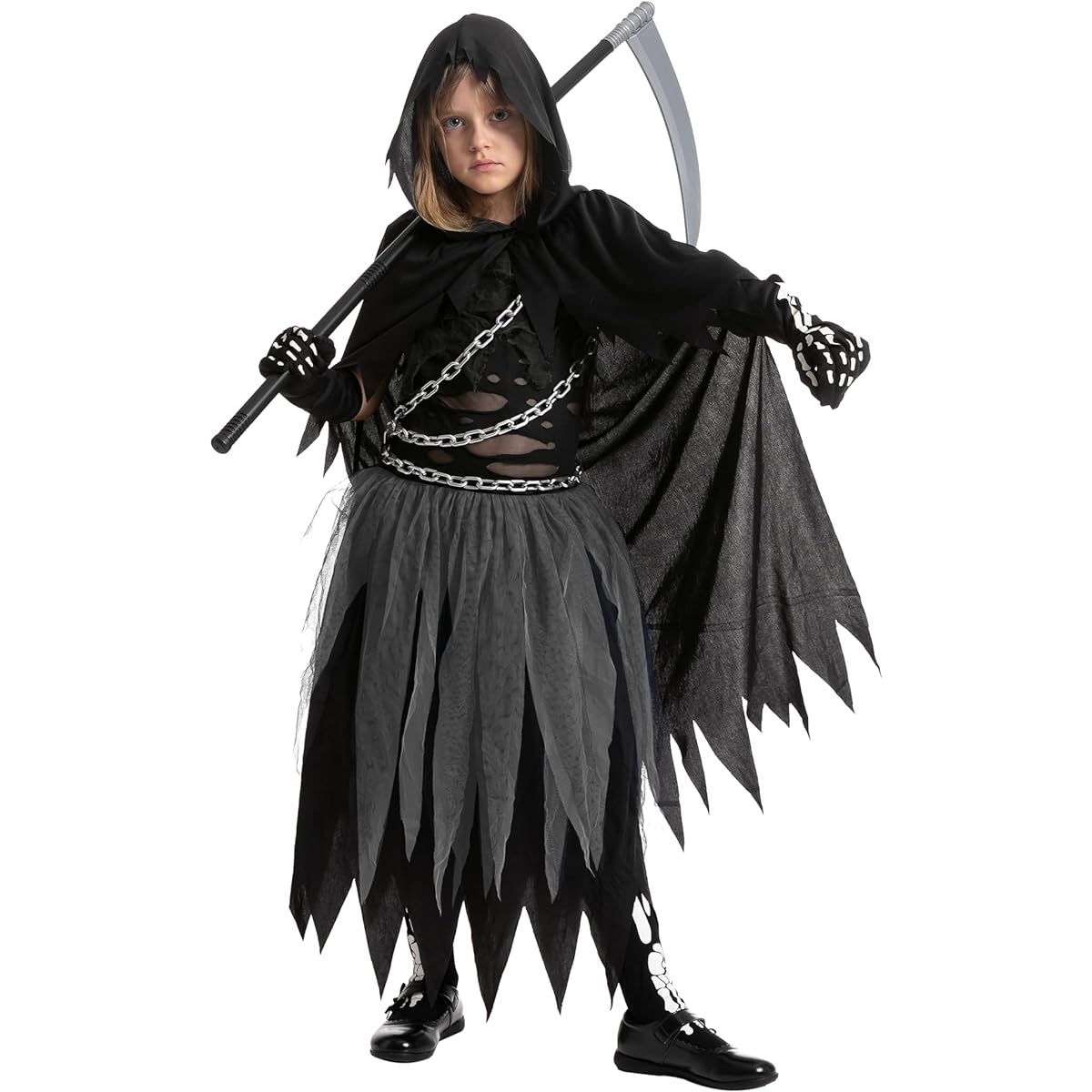 Spooktacular Creations Bandage Reaper Costume for Girls Kids Reaper Costume Halloween Horror Theme Dress Up Party