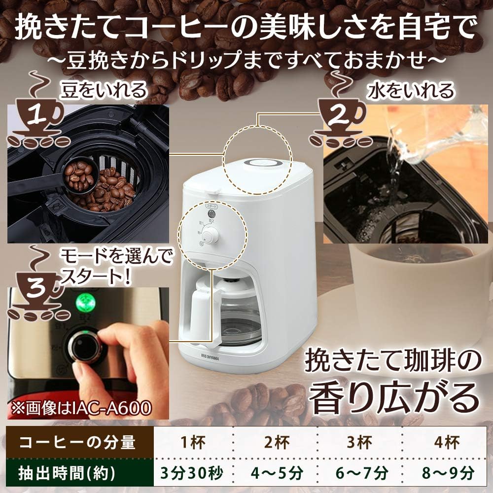 Iris Ohyama Coffee Maker Fully Automatic Mesh Filter White WLIAC-A600-W