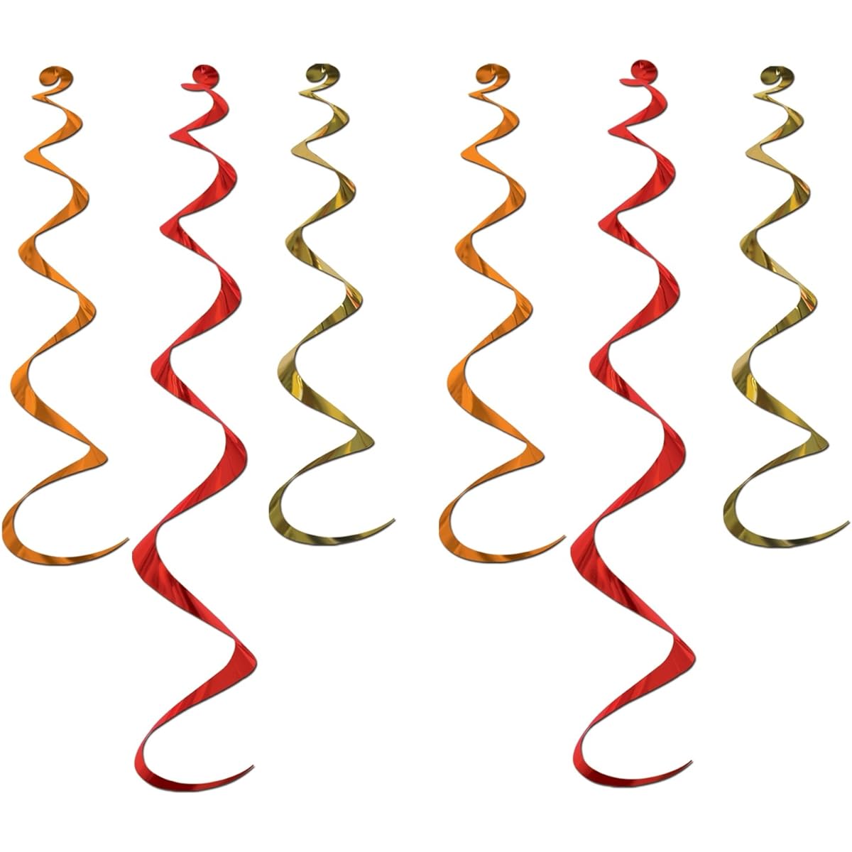 Beistle Twirly Whirlys (Astrid Gold, Orange, Red) (Pack of 6)
