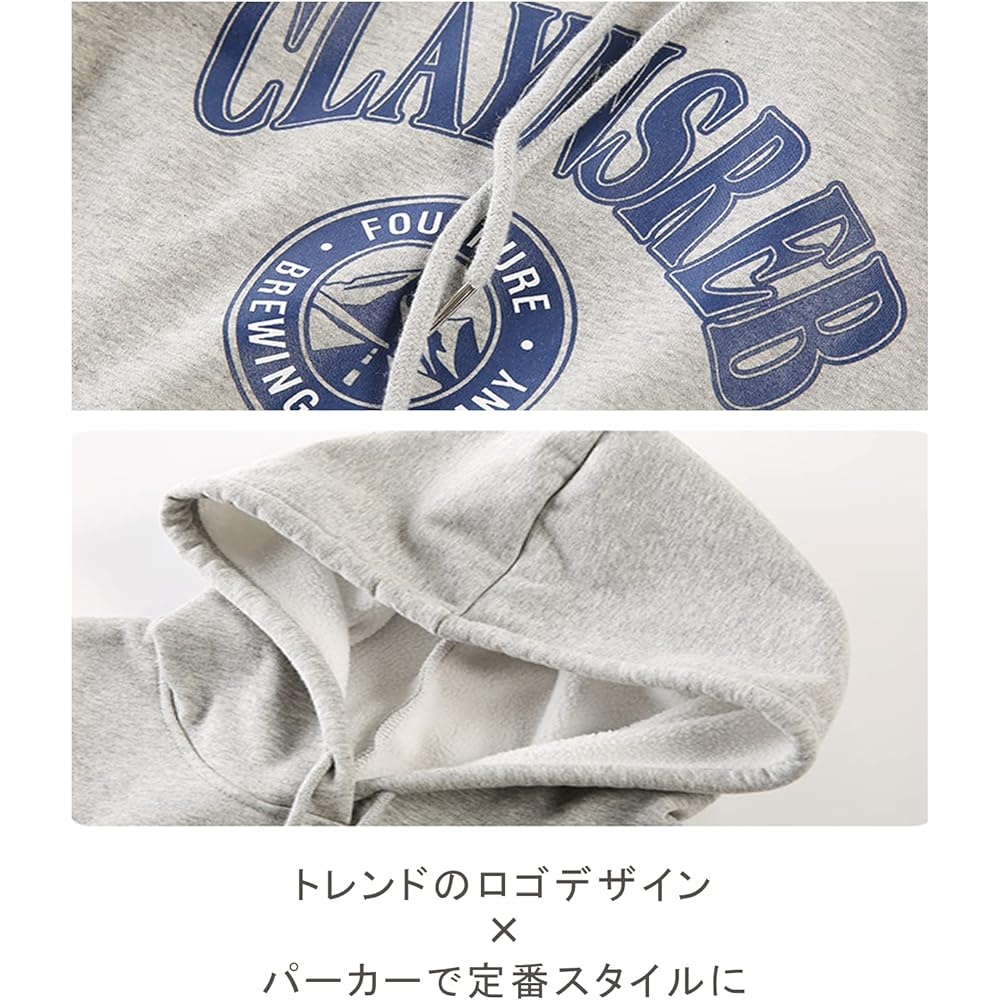 [J.STORE] Women's One Piece Spring Long Length Sweatshirt Hoodie Logo Tops Loose Large M~XL