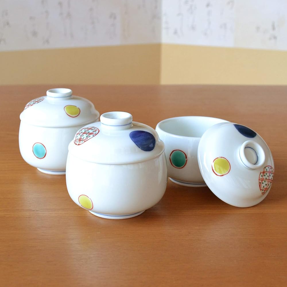 Chawanmushi bowl Chawanmushi bowl set of 3 Tableware set Arita ware round pattern pattern