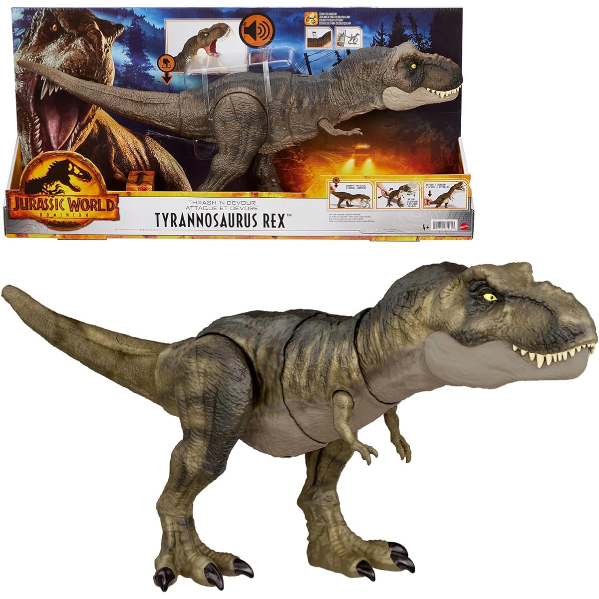 Mattel Jurassic World Super Bite! Roaring T-Rex [Total length: approx. 53 cm] [Ages 4 and up] HDY55 Brown Large & Jurassic World Super Action! Therizinosaurus [Total length: approx. 34 cm] [Ages 4 and up] GWD65 Green Large [Buy as a set]