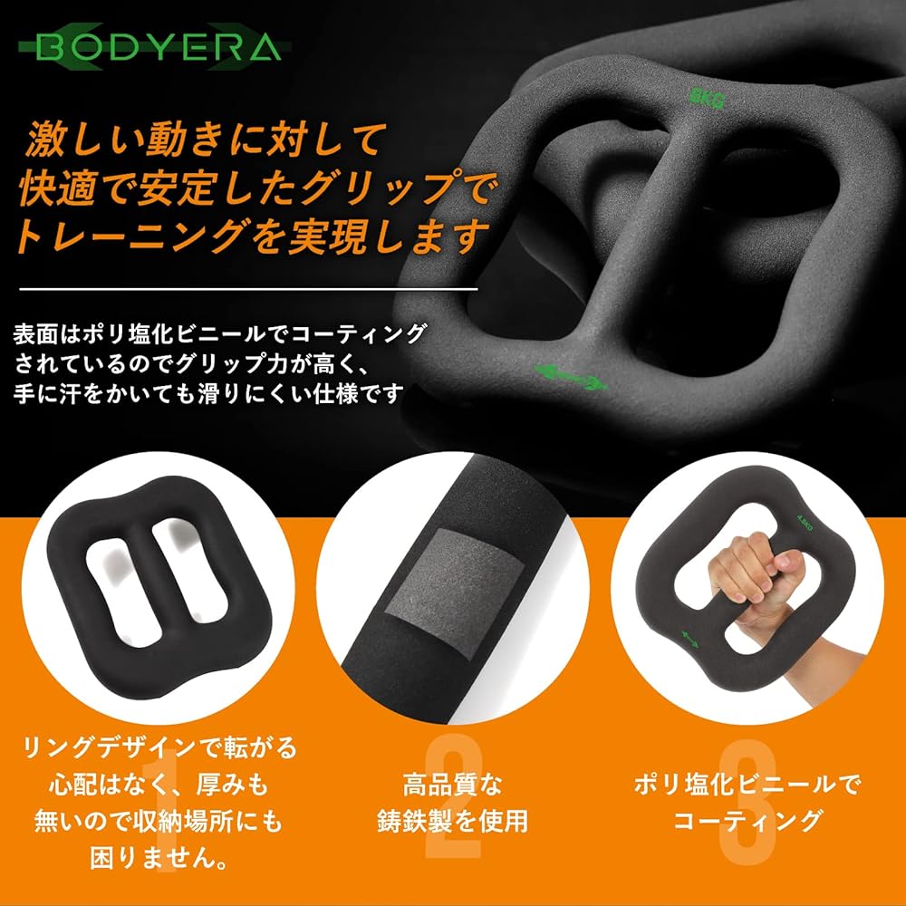 BODYERA Ring Dumbbell, Multipurpose Dumbbell, Barbell, Kettlebell, Dumbbell Plate, Non-slip, Strength Training, Ideal for Home Training, Core Strengthening, 1.25kg, 2.5kg, 4.5kg, 8kg [Training Manual Included]