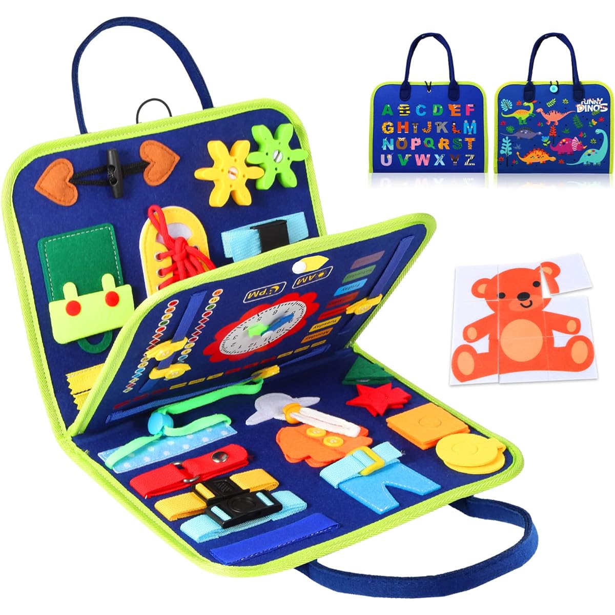 Hooku Busy Board for Toddlers, Montessori Toys for 2 Year Olds, Learning toys for 2 Year Olds, Baby Sensory Toys for 1 Year Old, Fine Motor Skills Toys, Toddler Travel Toys, Baby Girl Boy Gifts