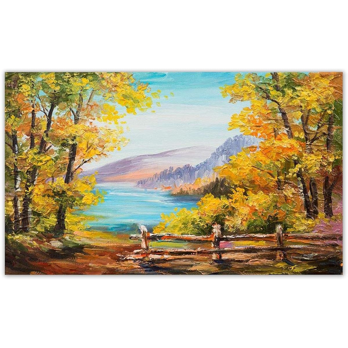 999STORE Wooden Landscape Canvas Painting Multicolor Abstract Painting 24x36 Inch