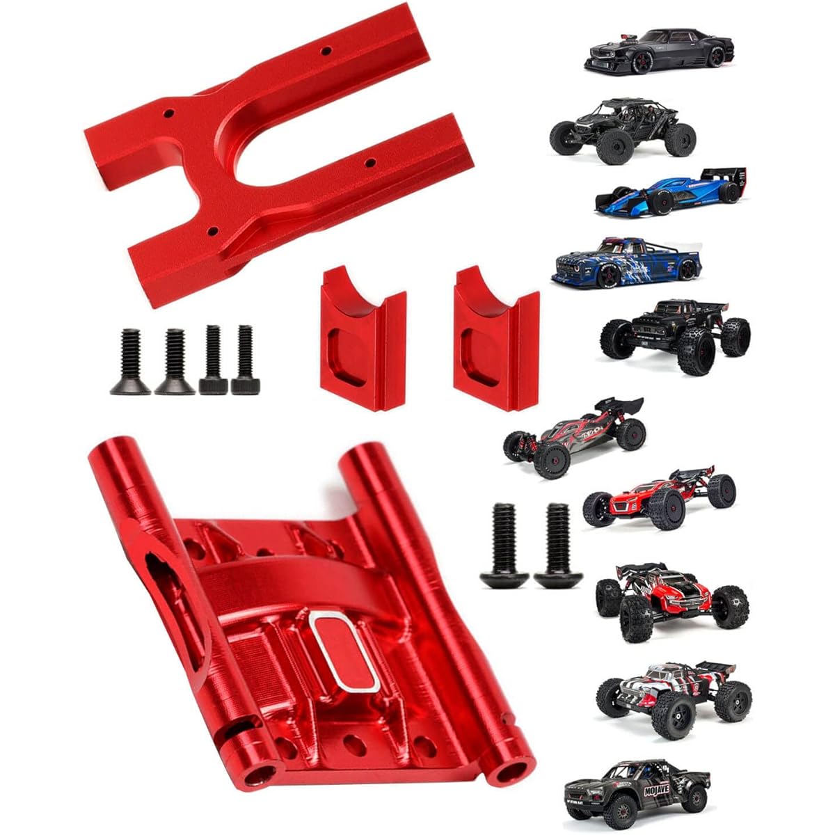 RCMYou Aluminum Center Differential Mount & Differential Cover Mount Upgrade Parts ARRMA 1/8 Typhon/Kraton/Notorious/Outcast/Talion 6S BLX, 1/7 Felony/Mojave/Fireteam/Infraction 6S BLX, Red