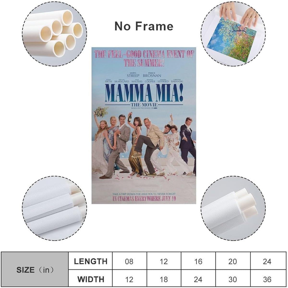 Mamma Mia Movie Poster Room Decor Posters Wall Art Painting Canvas Wall Decor Home Decoration Living Room Decor Aesthetic Print 16x24inch(40x60cm) Unframed Style