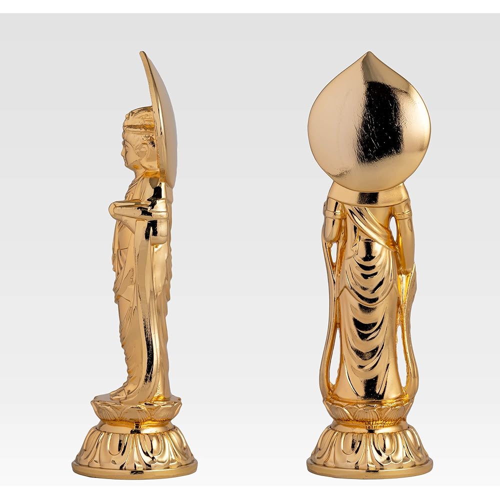 Buddha statue St. Kannon Bodhisattva 10cm (gold plated/24K gold) Buddhist sculptor: Hideun Makita Original model _ "Tendai sect, Shingon sect, Rinzai sect" Takaoka copperware (Shokannonbosatsu/S)