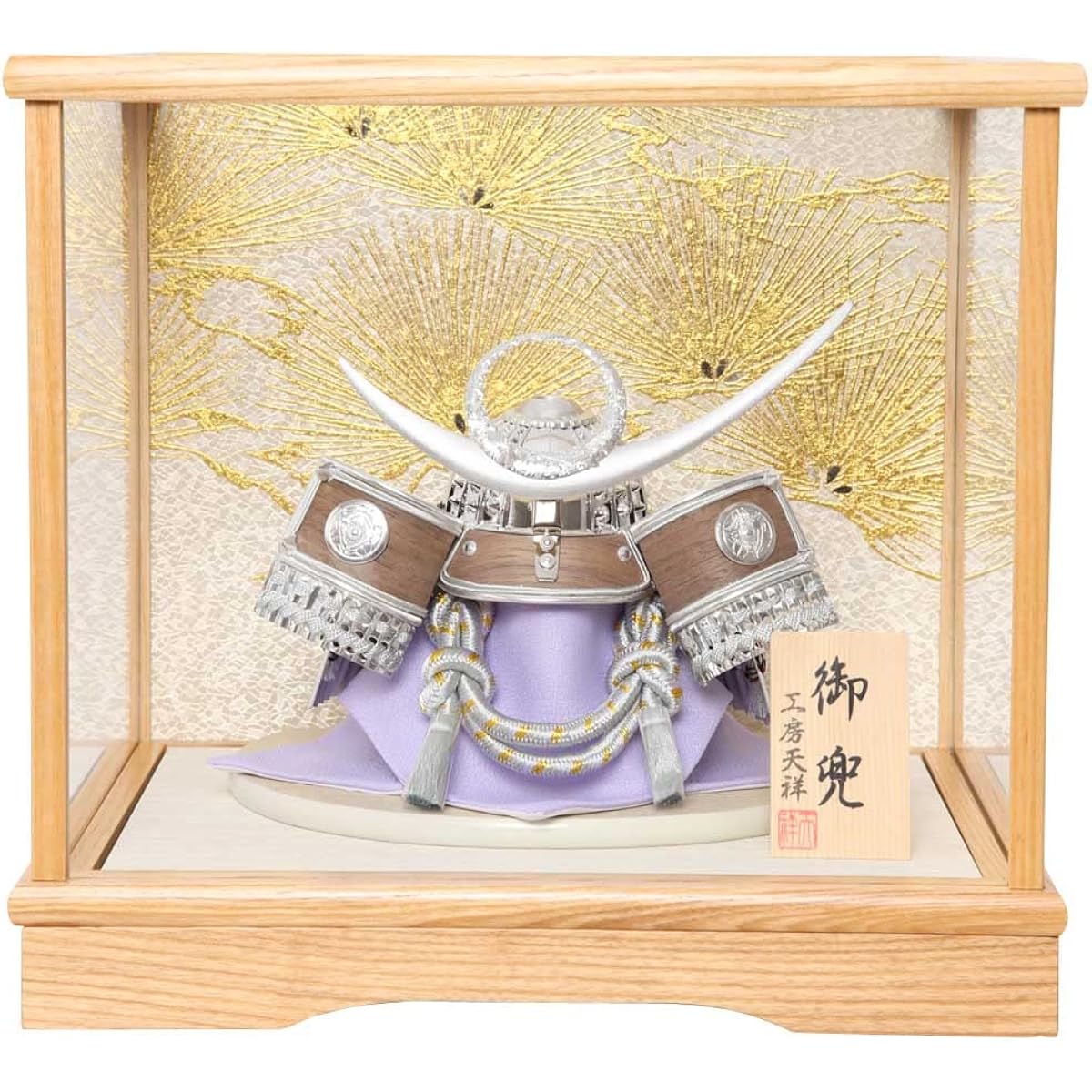 May Doll Helmet Decoration Case Decoration Compact No. 6 Samurai Helmet Kenshin Uesugi Stylish Helmet Hayate Made of Wood Comes in a Wooden Frame Case