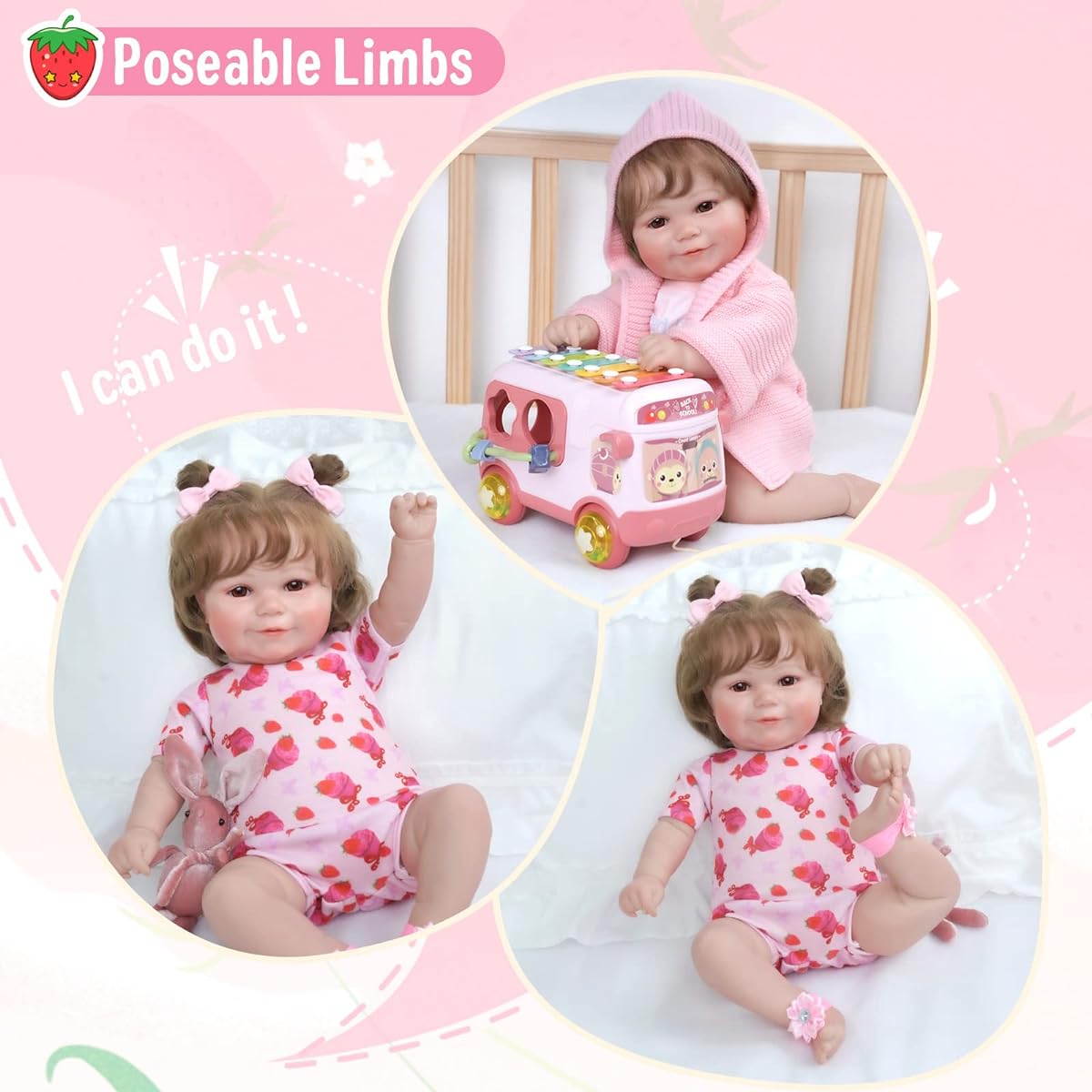 BABESIDE Lifelike Reborn Doll 20 Inch Soft Body Realistic Newborn Baby Doll Girl Posable Real Life Toddler Doll with Toy Accessories Gift Set for Ages 3+
