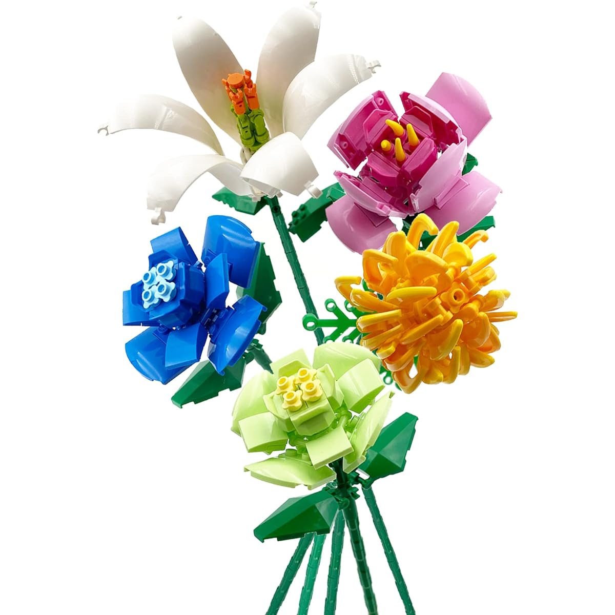 Flower Building Kit for Adults Artificial Flowers Mini Building Bricks Gift/Home Decor Botanical Collection Not Compatible with Lego (Rose Lily (361 Pieces))