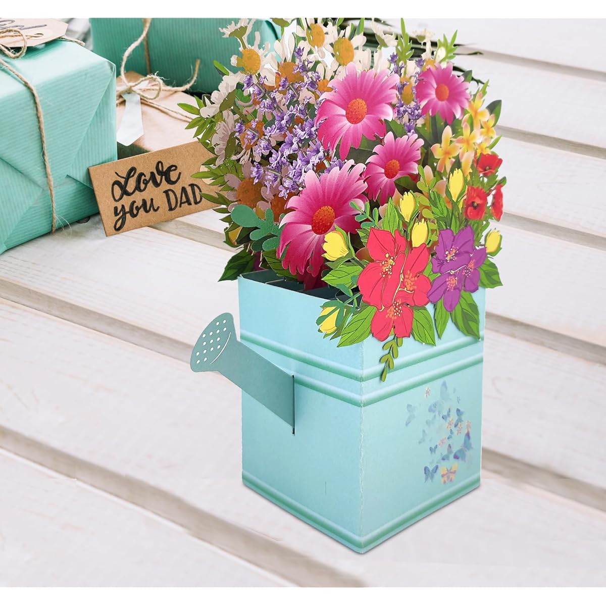 ABSOFINE Pop-up Card 3D Paper Greeting Card Birthday Pop-up Card Women's Celebration Gift Best Friend Mother Birthday Anniversary (Blue Flower)