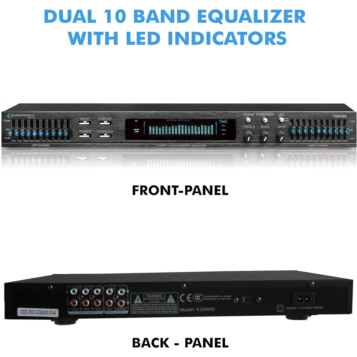 Technical Pro Dual 10 Band Professional Stereo Equalizer with Individual LED Indicator
