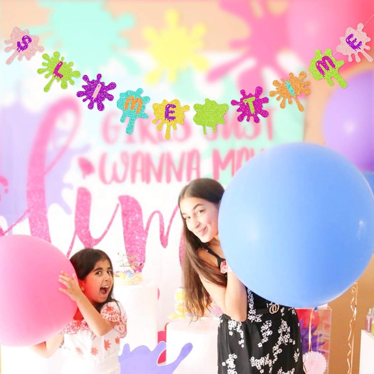 Slime Banner Slime Time Birthday Party Baby Shower Paint Party Art Theme Party Decorations Supplies for Kids