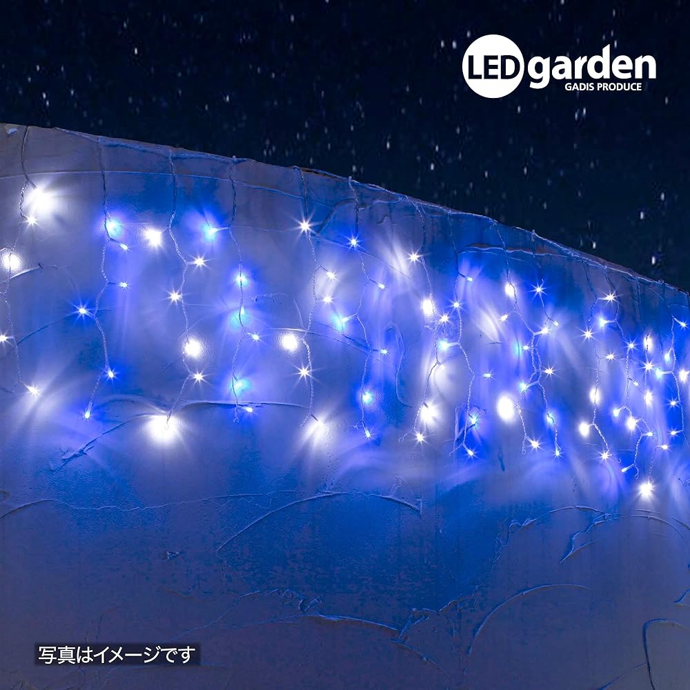 Takasho Garden Light Illumination Curtain 96 Bulbs White & Blue Total Length: Approx. 6.9m Outdoor Indirect Lighting Waterproof Warm Light PVC Resin LIT-SC96WB