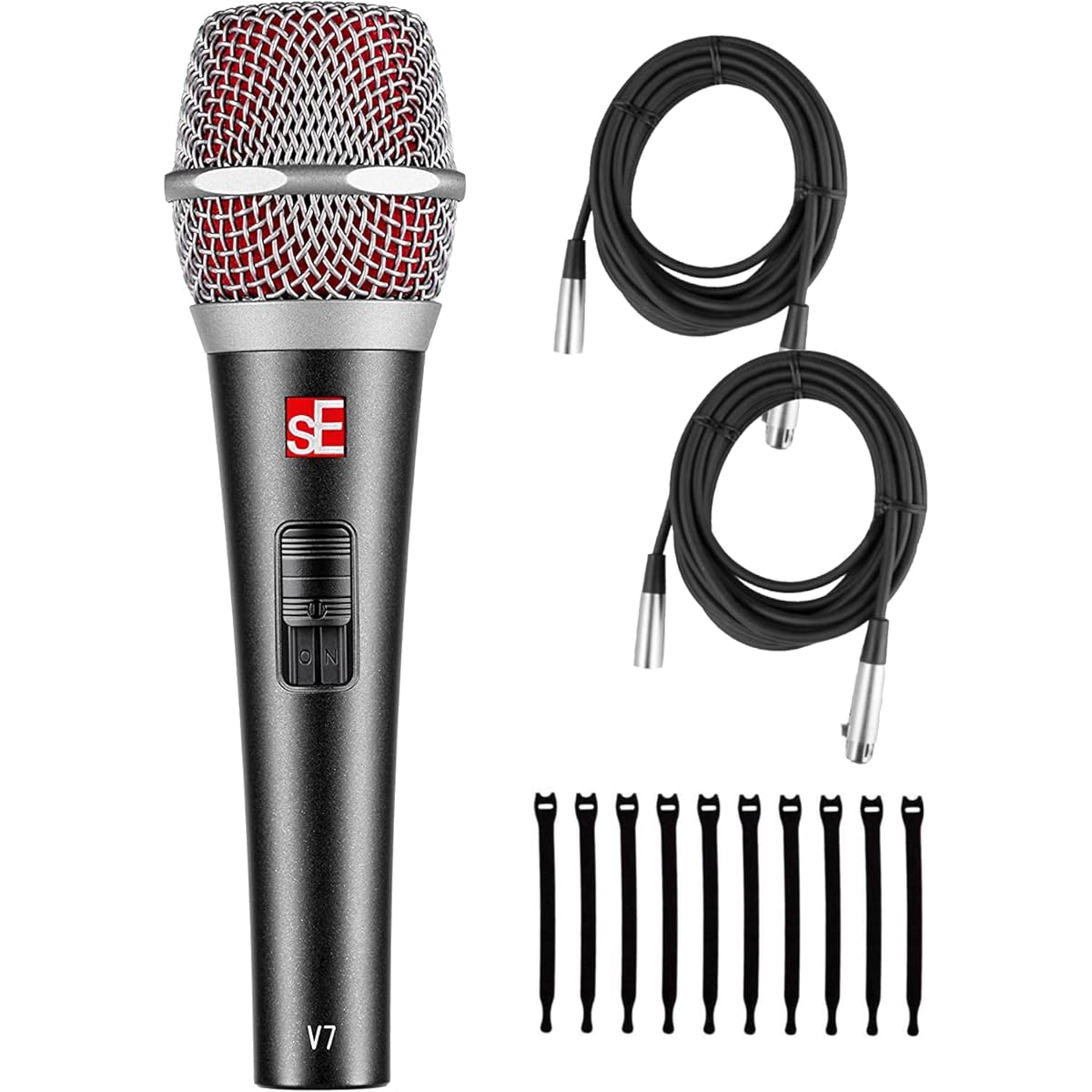 sE Electronics V7 Switched Supercardioid Dynamic Handheld Microphone - Includes 2 XLR Cables and 10 Cable Ties