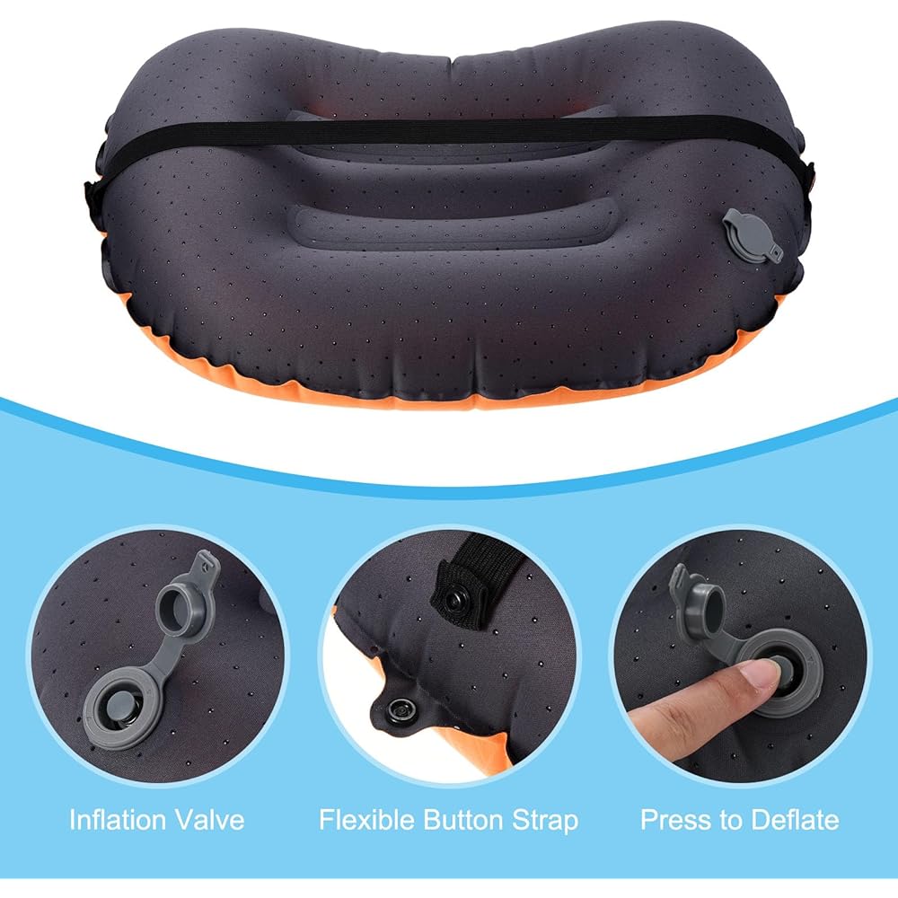 PATIKIL Inflatable Pillow Large 43 x 32 cm Ultralight Camping Travel Pillow Desk Rest Cushion with Storage Pouch for Hiking Backpacking Orange
