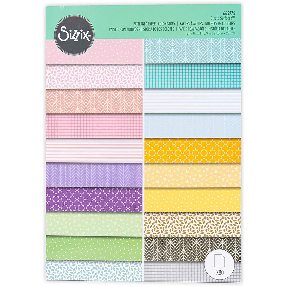 Sizzix Surfacez Printed Paper Pad A4 80/Sheets-Color Story -665275