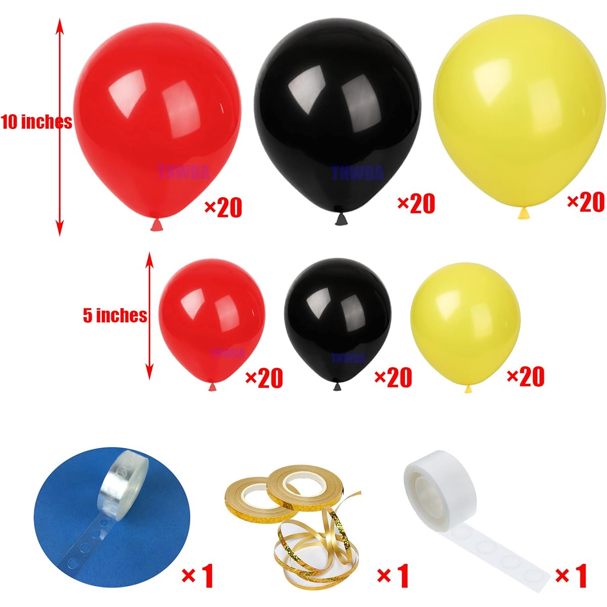 120pcs Latex Balloons Red Black Yellow Balloons for Birthday Wedding Baby Shower Party Decorations (Red Black Yellow)